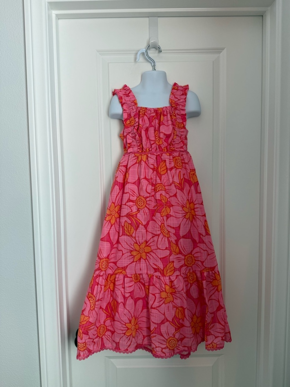 Girls Pink Floral Maxi Sundress